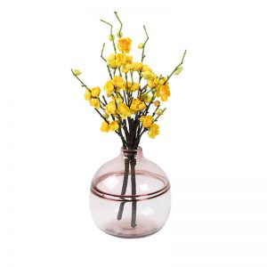 Big Round Heavy Glass Transparent Pink Vase