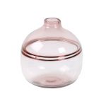 Big Round Heavy Glass Transparent Pink Vase