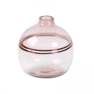 Big Round Heavy Glass Transparent Pink Vase