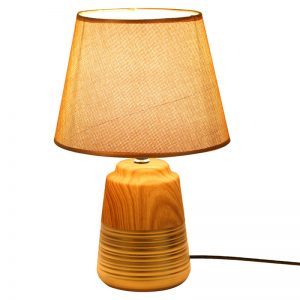 Wooden Finish Gold Painted Ceramic Table Lamp