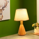 Golden Head Wooden Finish Ceramic Table Lamp