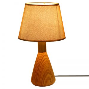 Golden Head Wooden Finish Ceramic Table Lamp