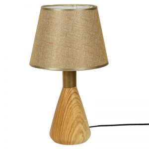 Golden Head Wooden Finish Ceramic Table Lamp