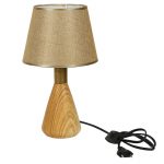 Golden Head Wooden Finish Ceramic Table Lamp