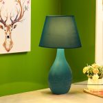 Retro Style Cyan Ceramic Lamp with matching Shade