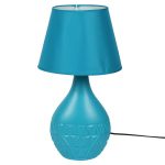 Retro Style Cyan Ceramic Lamp with matching Shade