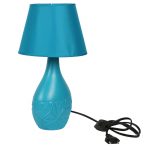 Retro Style Cyan Ceramic Lamp with matching Shade