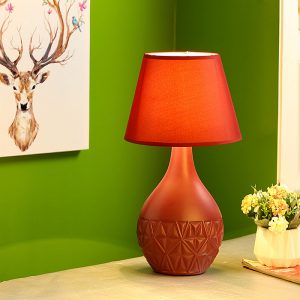 Retro Style Red Ceramic Lamp with matching Shade