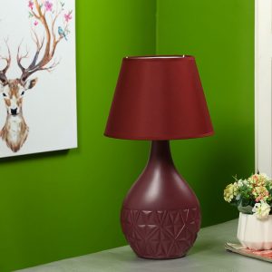 Retro Style Red Ceramic Lamp with matching Shade