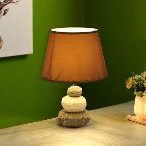 Pebbeled Style Ceramic Lamp with matching Shade In Grey