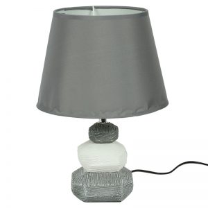 Pebbeled Style Ceramic Lamp with matching Shade In Grey