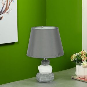 Pebbeled Style Ceramic Lamp with matching Shade In Grey