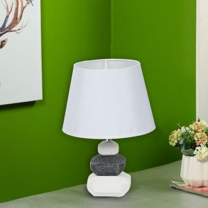 Pebbeled Style Ceramic Lamp with matching Shade In White