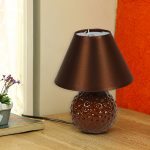 Round Textured Turquoise Brown Ceramic Table Lamp