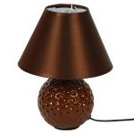 Round Textured Turquoise Brown Ceramic Table Lamp