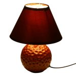 Round Textured Turquoise Brown Ceramic Table Lamp