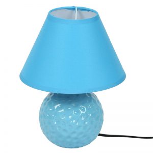 Round Textured Turquoise Blue Ceramic Table Lamp