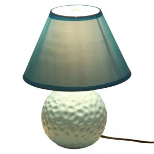 Round Textured Turquoise Blue Ceramic Table Lamp