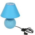 Round Textured Turquoise Blue Ceramic Table Lamp