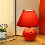 Round Textured Turquoise Red Ceramic Table Lamp