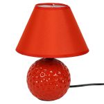 Round Textured Turquoise Red Ceramic Table Lamp