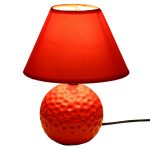 Round Textured Turquoise Red Ceramic Table Lamp