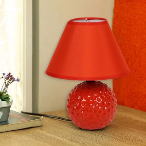 Round Textured Turquoise Red Ceramic Table Lamp