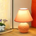 Round Textured Turquoise Pink Ceramic Table Lamp