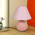 Round Textured Turquoise Pink Ceramic Table Lamp