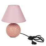 Round Textured Turquoise Pink Ceramic Table Lamp