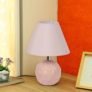 Round Ceramic Pink Colour Table Lamp