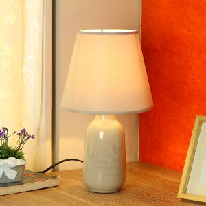 Quoted Glazed Ceramic Grey Table Lamp