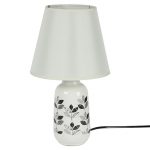 Leaf Print Glazed Ceramic Grey Table Lamp