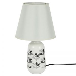 Leaf Print Glazed Ceramic Grey Table Lamp