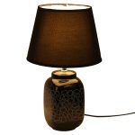 Geomatrical White Print on Black Ceramic Table Lamp