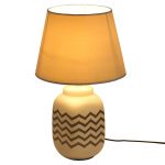 Geomatrical Grey Print on White Ceramic Table Lamp