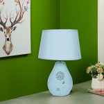 Nature Inspired Printed Blue Ceramic Table Lamp