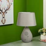 Nature Inspired Printed Grey Ceramic Table Lamp