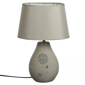 Nature Inspired Printed Grey Ceramic Table Lamp