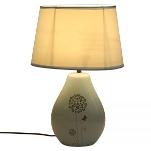 Nature Inspired Printed Grey Ceramic Table Lamp