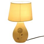 Nature Inspired Printed White Ceramic Table Lamp