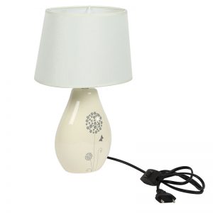 Nature Inspired Printed White Ceramic Table Lamp