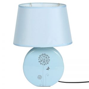 Butterfly Printed Blue Round Ceramic Table Lamp