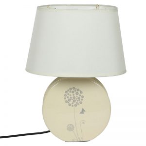 Butterfly Printed White Round Ceramic Table Lamp