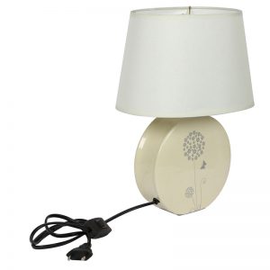 Butterfly Printed White Round Ceramic Table Lamp