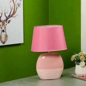 Dual Tone Pink Ceramic Table lamp with Matching shade