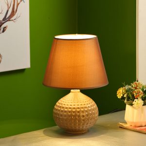 Textured Surface Brown Ceramic Table Lamp