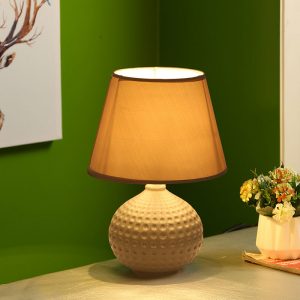 Textured Surface Grey Ceramic Table Lamp