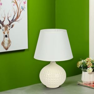Textured Surface White Ceramic Table Lamp