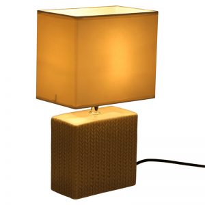 Leaf Textured White Square Table Lamp